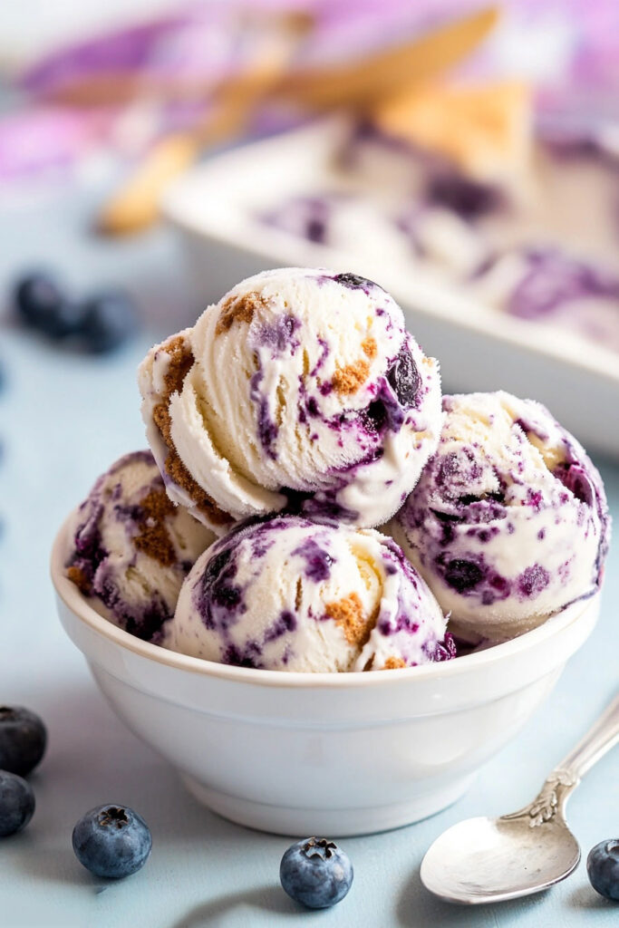 Layering the Blueberry Cheesecake Ice Cream