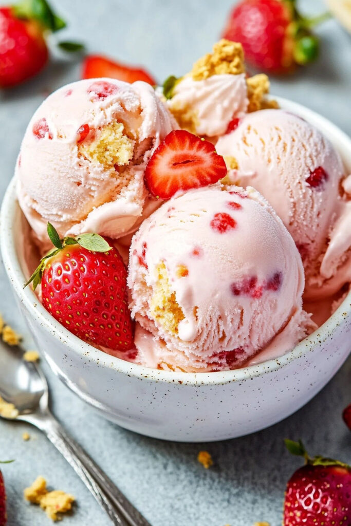 Making Strawberry Cheesecake Ice Cream