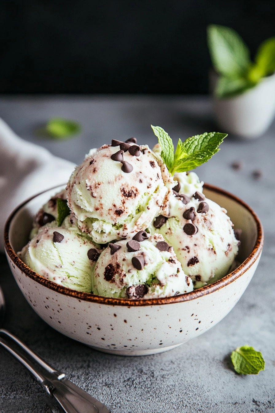 No-Churn Mint Chocolate Chip Ice Cream