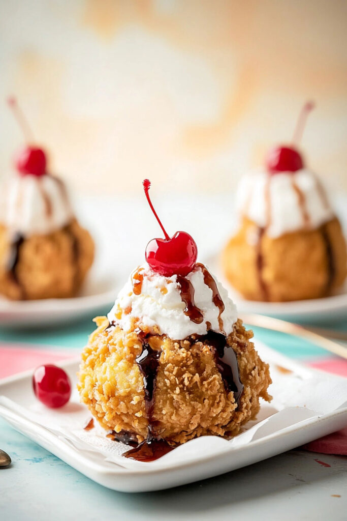 Serve with Toppings Fried Ice Cream