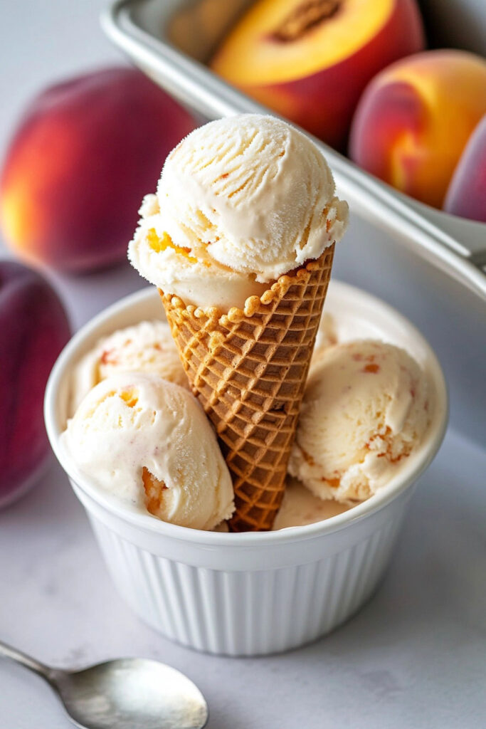 Serving Peaches and Cream Ice Cream