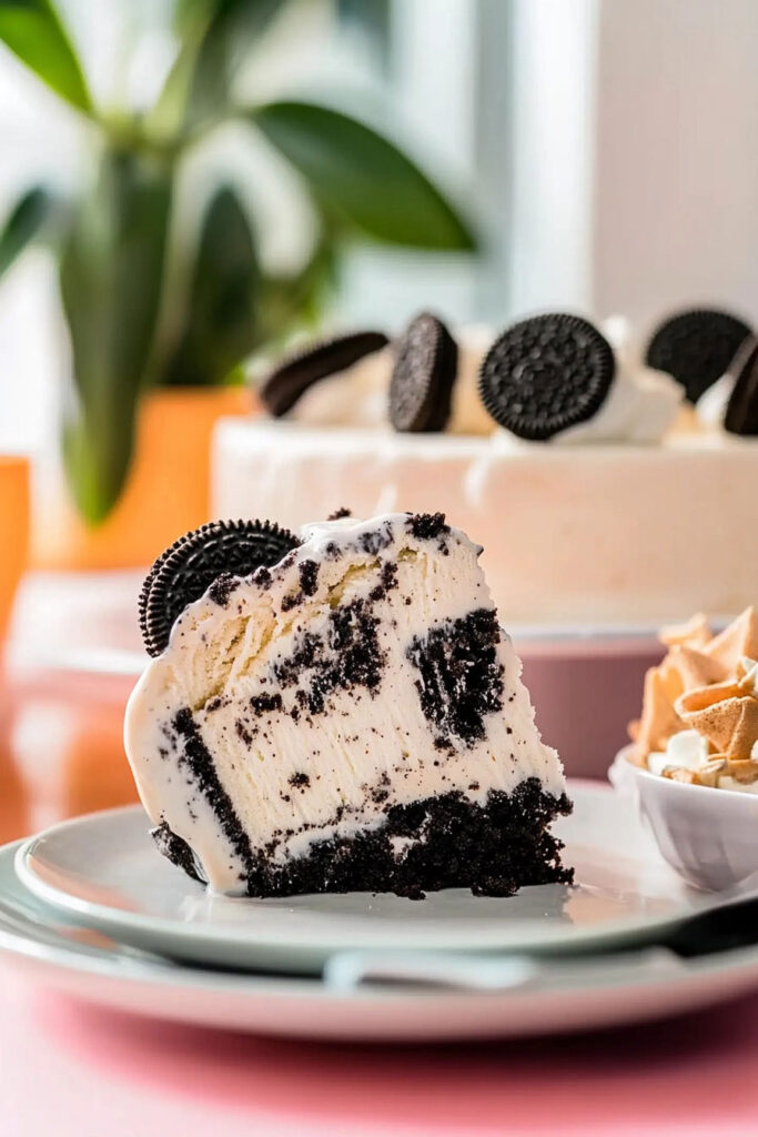 Serving the Oreo Ice Cream Cake