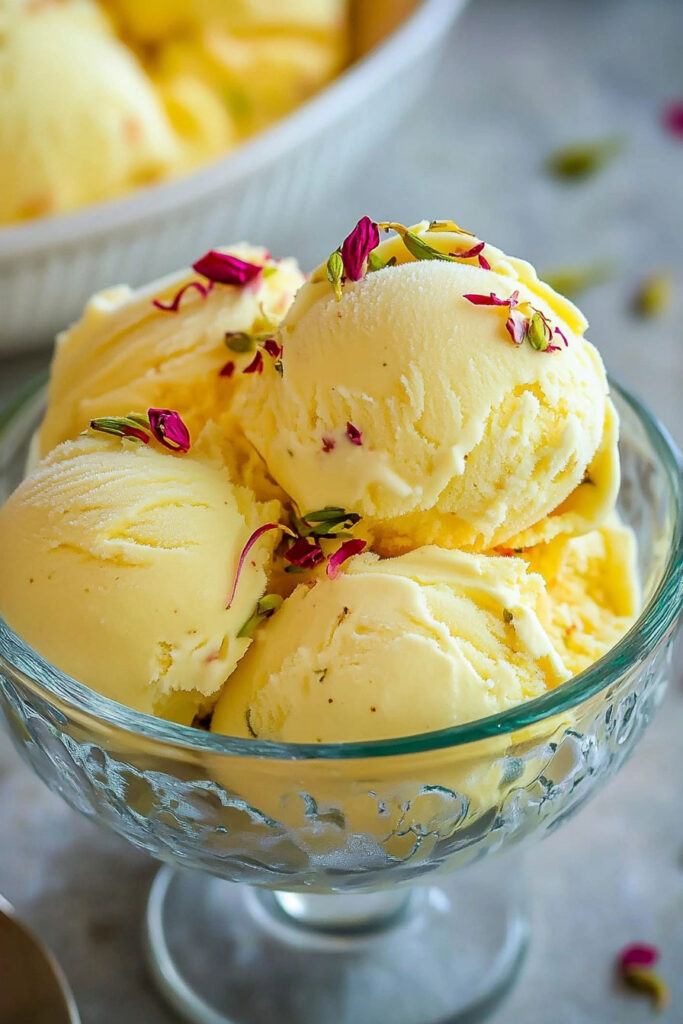 Serving the Persian Saffron Ice Cream