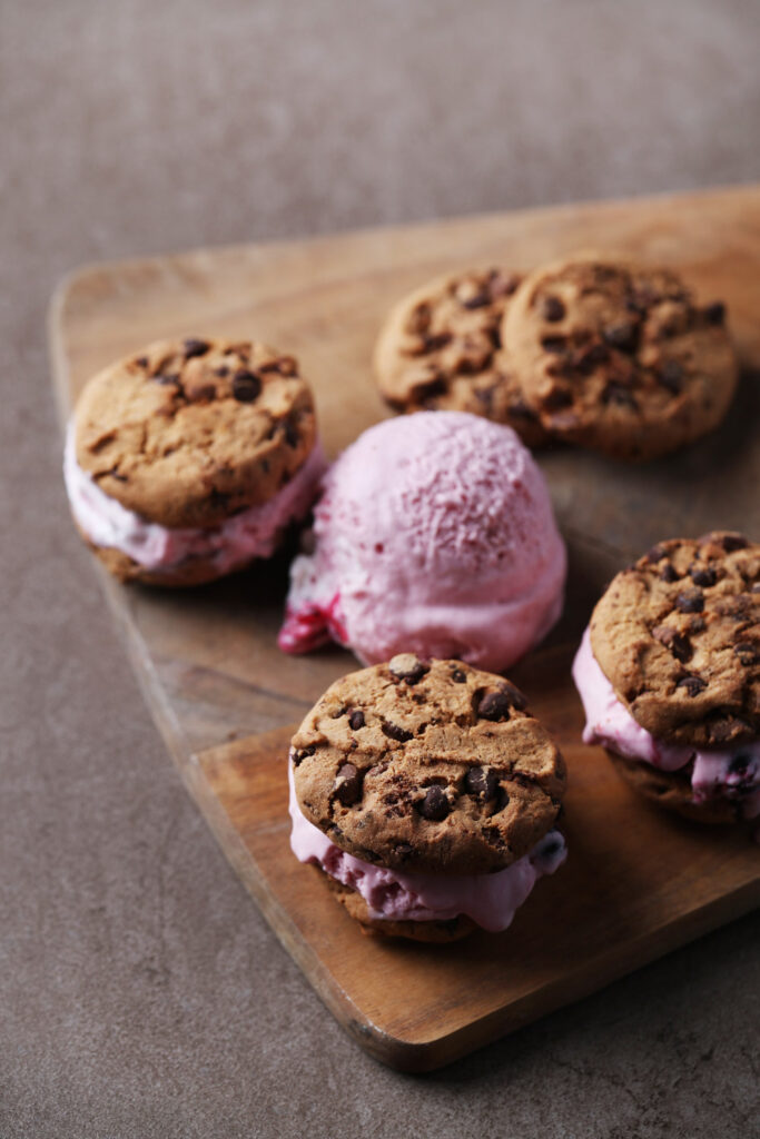 Assemble the 
 Chocolate Chip Cookie Ice Cream Sandwiches