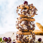 Chocolate Chip Cookie Ice Cream Sandwiches with Cherries