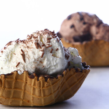 Chocolate Dipped Waffle Bowl Sundae Recipe