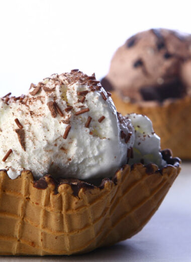 Chocolate Dipped Waffle Bowl Sundae Recipe