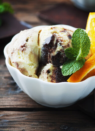 Chocolate Swirl Ice Cream with Orange & Mint