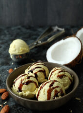 Creamy Coconut Almond Ice Cream with Chocolate Drizzle