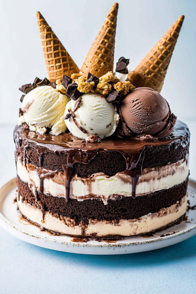 Customize Triple Layer Chocolate Fudge Ice Cream Cake