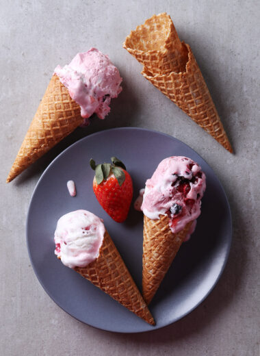 Fresh Berry Swirl Ice Cream Cones