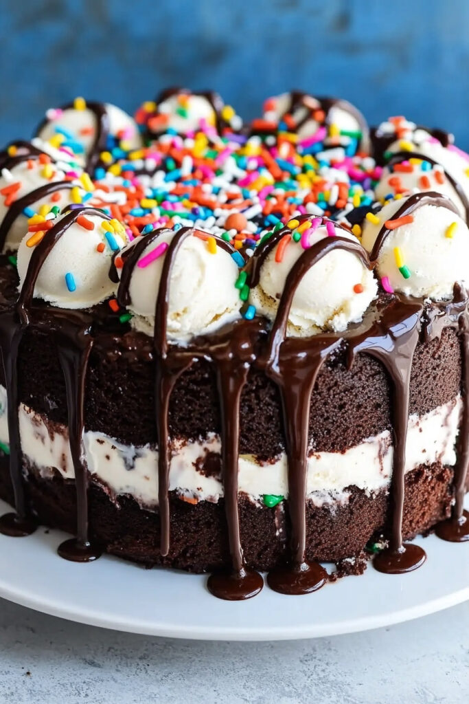 Fudge Brownie Ice Cream Cake Recipe