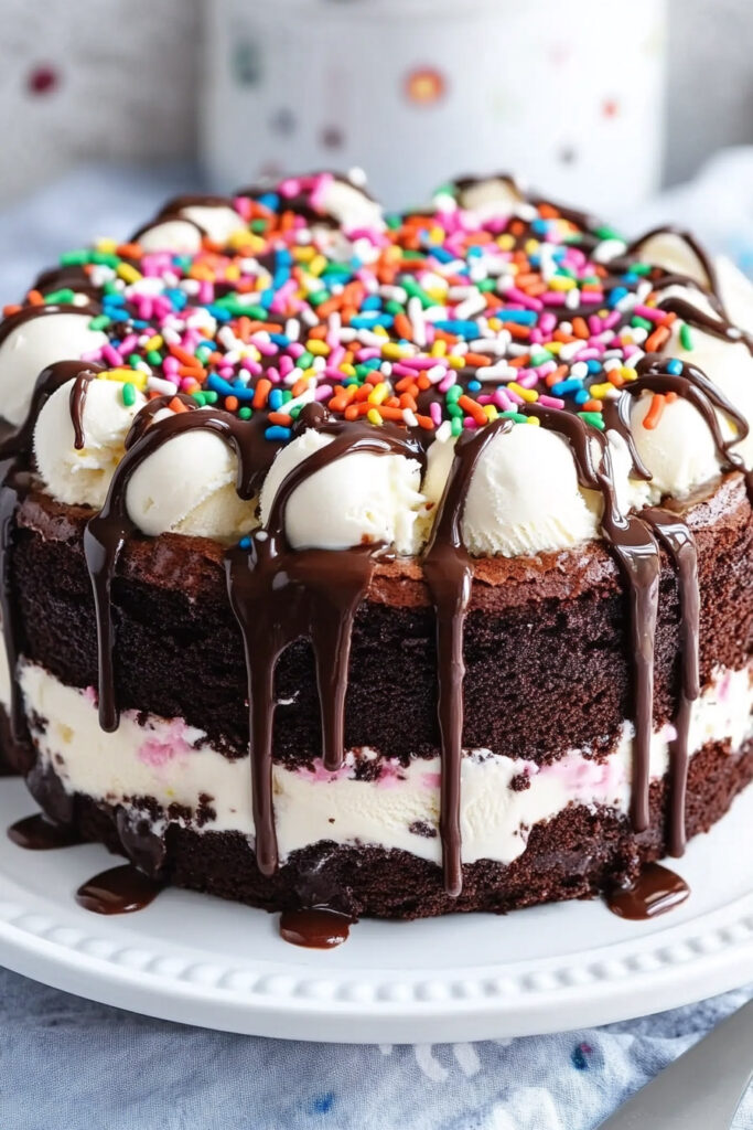 Fudge Brownie Ice Cream Cake