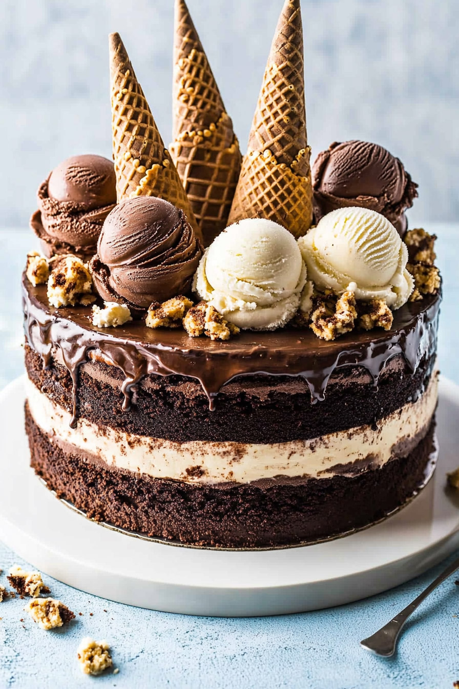 Triple Layer Chocolate Fudge Ice Cream Cake Recipe Triple Layer Chocolate Fudge Ice Cream Cake Recipe