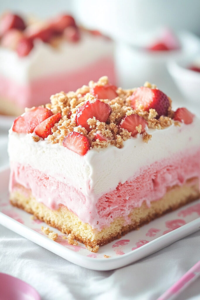 How to Slice Strawberry Crunch Ice Cream Cake