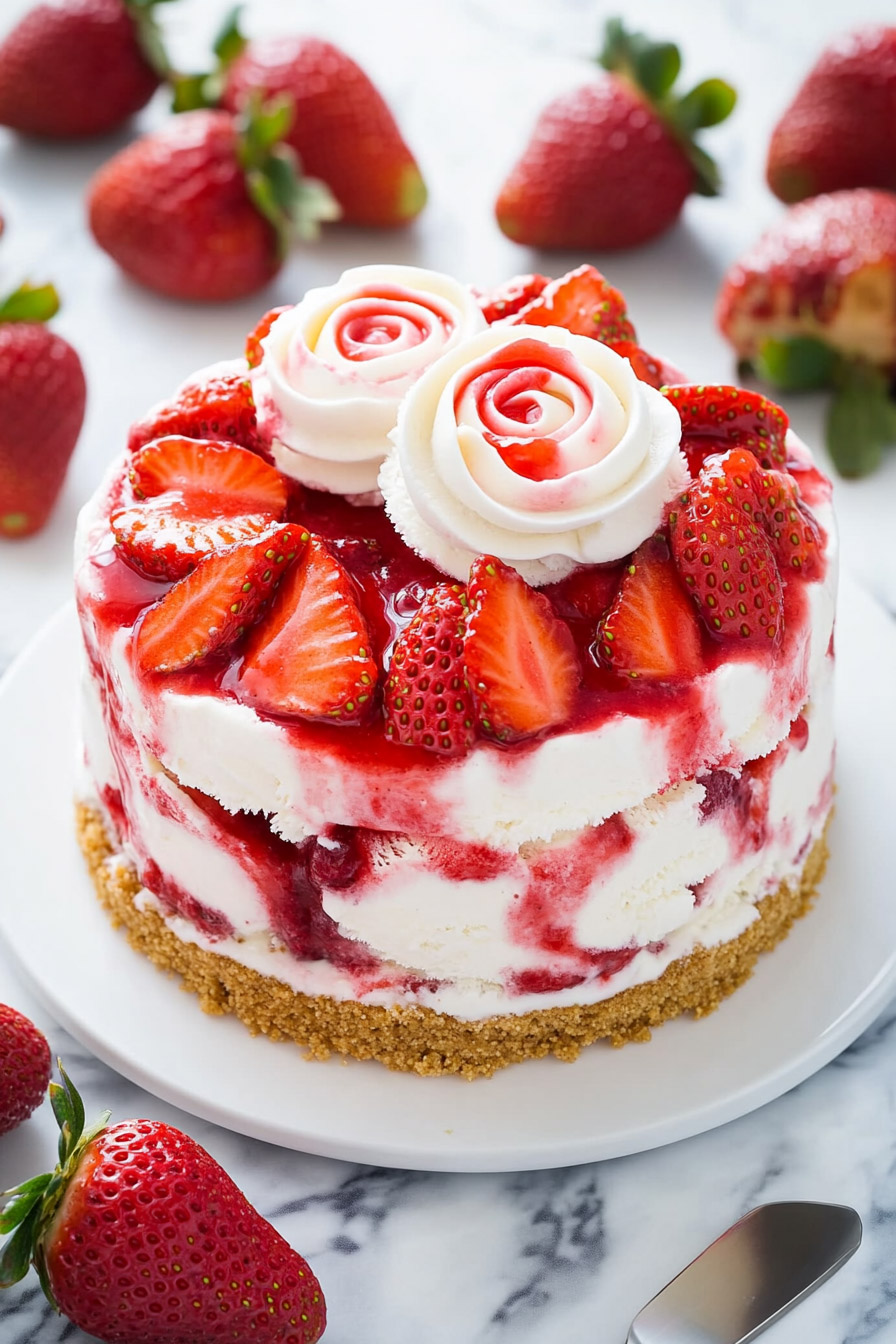 Easy Strawberry Shortcake Ice Cream Cake Recipe