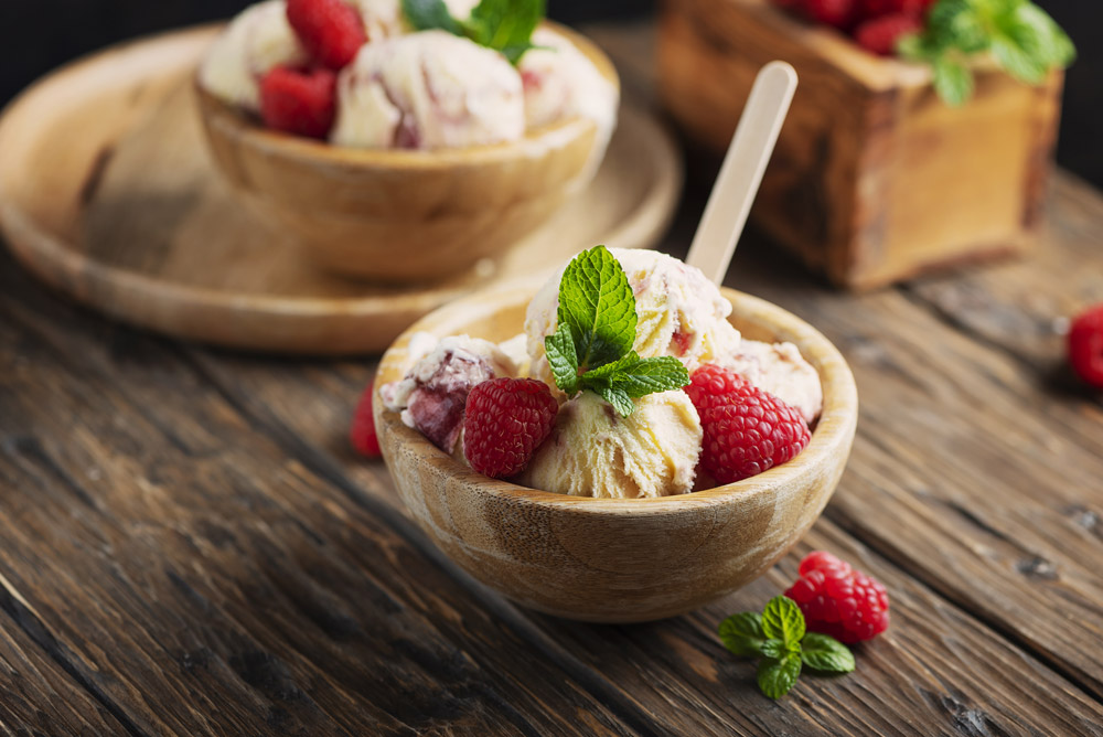 Making the Vanilla Raspberry Ice Cream