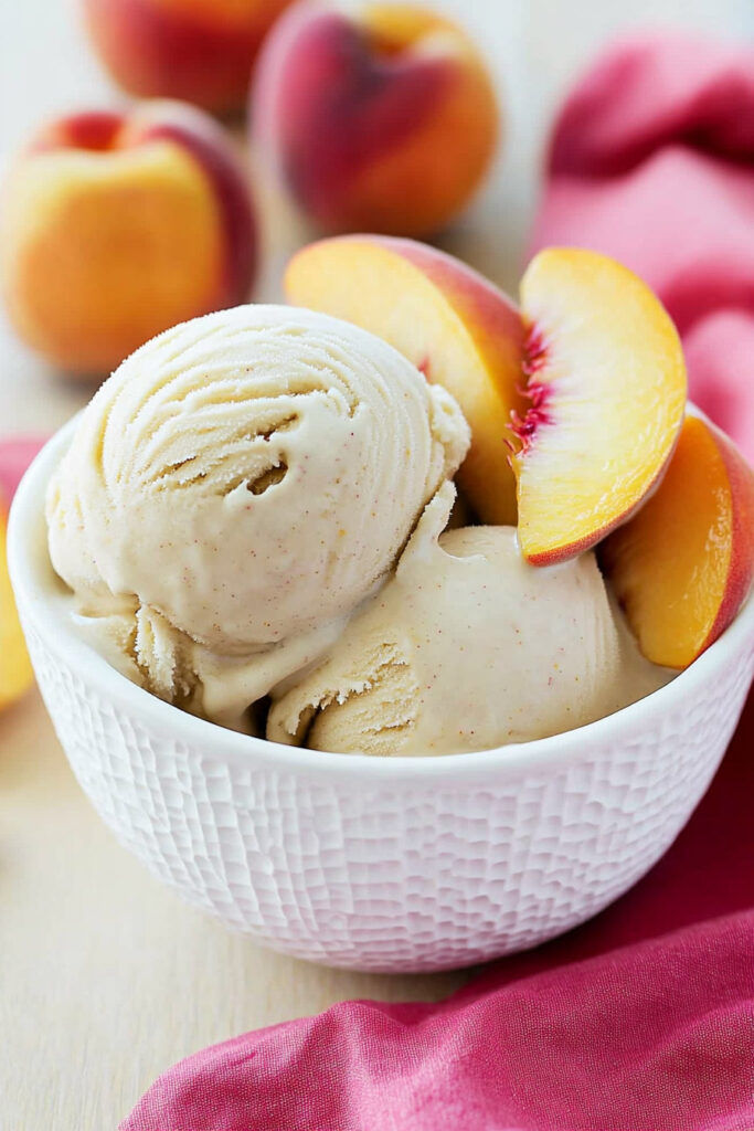 No Churn Peach Ice Cream