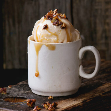 Salted Caramel Ice Cream with Candied Pecans