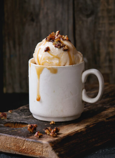 Salted Caramel Ice Cream with Candied Pecans