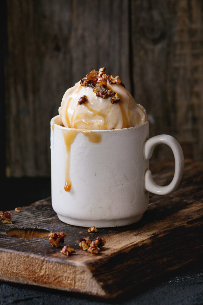 Salted Caramel Ice Cream with Candied Pecans