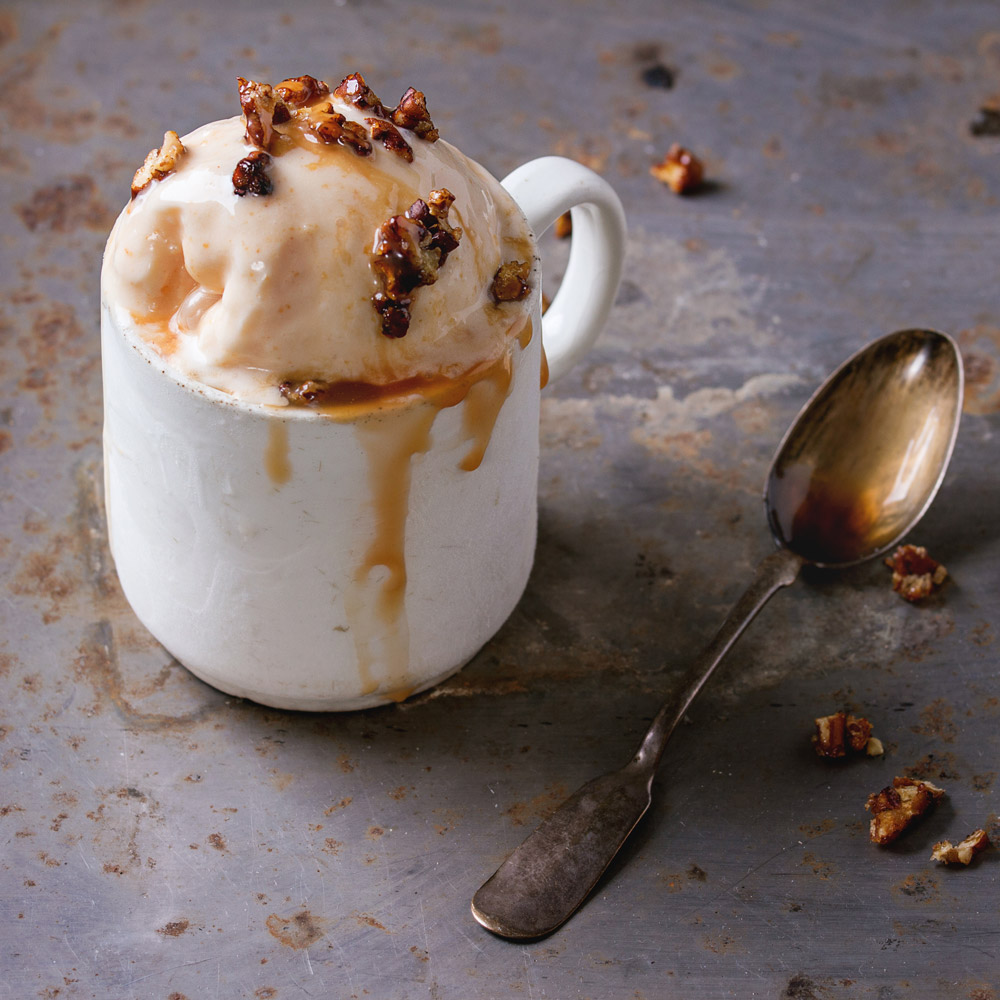 Salted Caramel Ice Cream with Candied Pecans