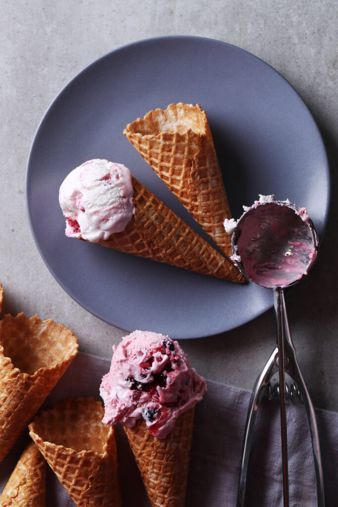 Serving Berry Swirl Ice Cream Cones