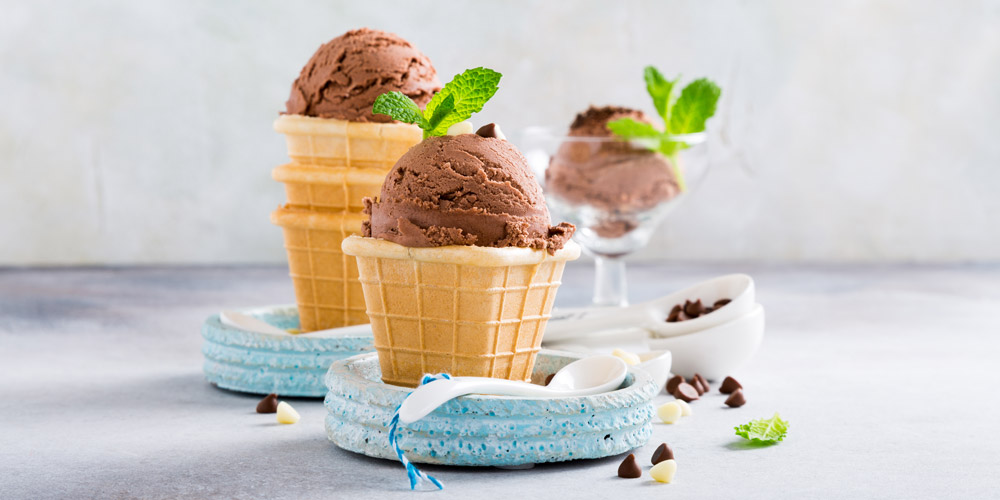 Serving Chocolate Ice Cream in Waffle Cups