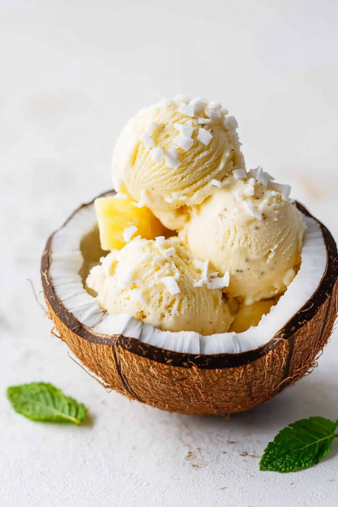 Serving Cuisinart Pineapple Coconut Ice Cream