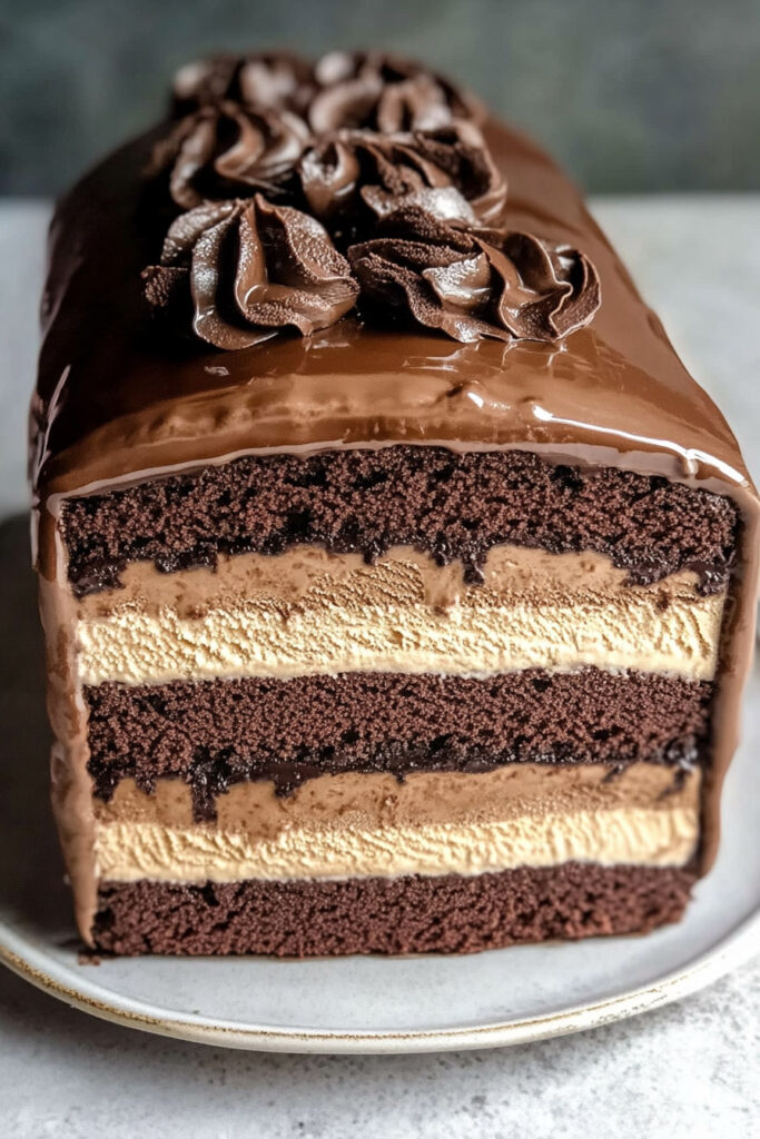 Serving Mocha Ice Cream Cake