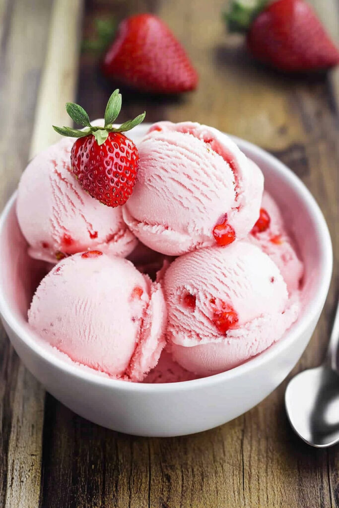 Serving Ninja Creami Strawberry Ice Cream