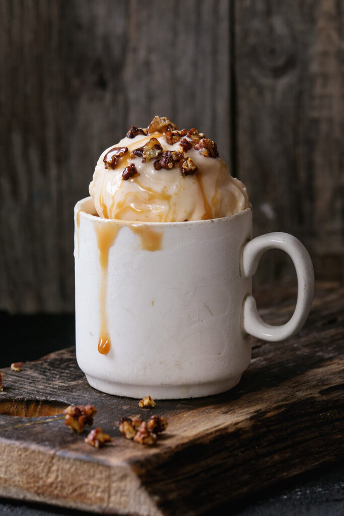 Storing Salted Caramel Ice Cream with Candied Pecans