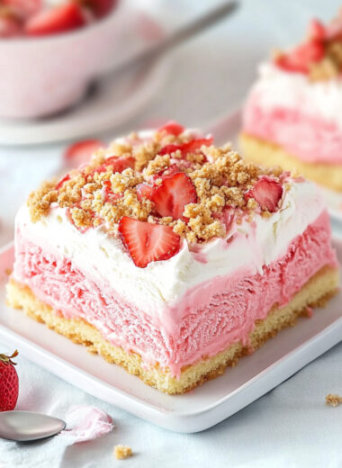 Strawberry Crunch Ice Cream Cake