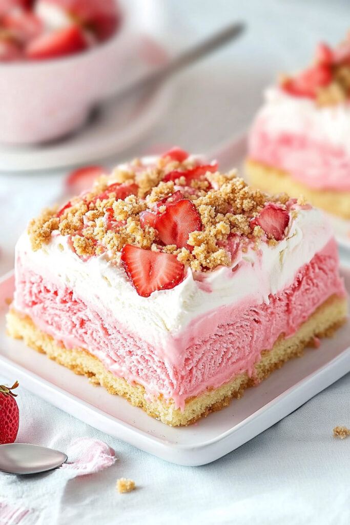 Strawberry Crunch Ice Cream Cake