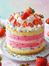 Strawberry Funfetti Ice Cream Cake