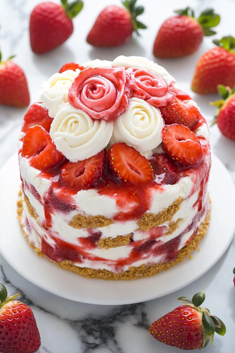 Easy Strawberry Shortcake Ice Cream Cake Recipe