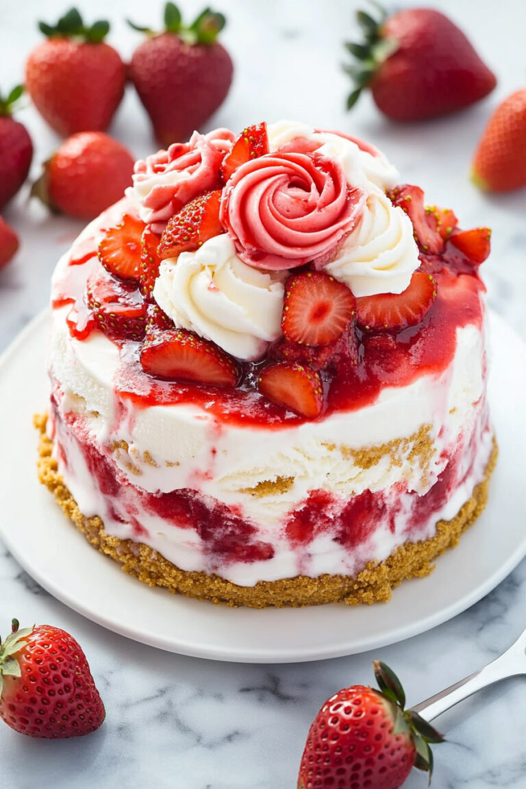 Easy Strawberry Shortcake Ice Cream Cake Recipe