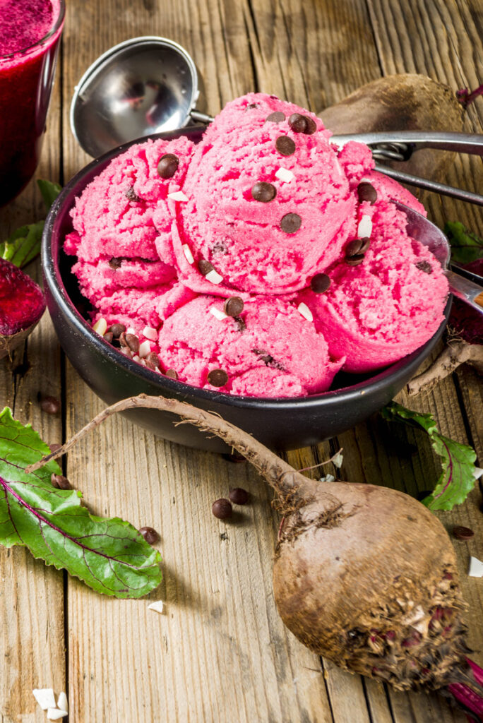 Vegan Beetroot Ice Cream with Chocolate Chips