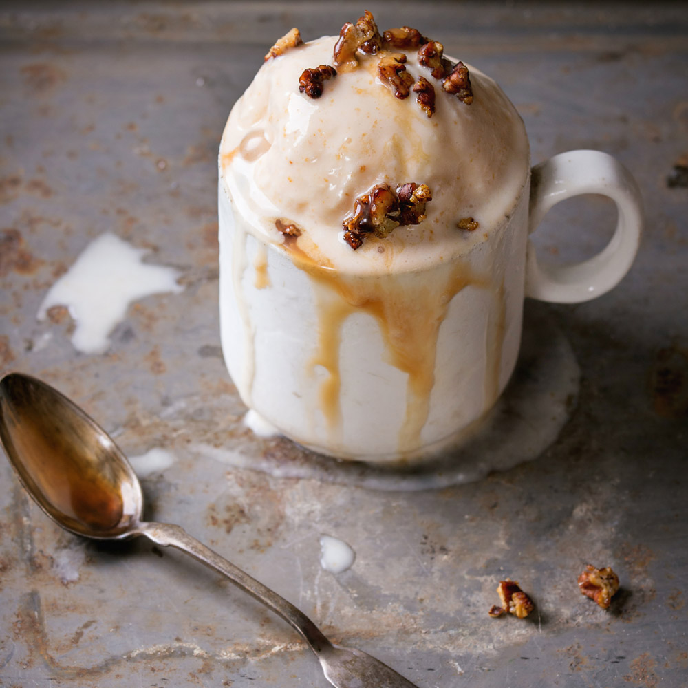 Tips and Tricks Salted Caramel Ice Cream with Candied Pecans