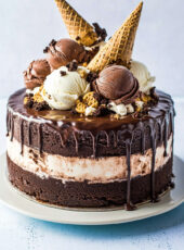 Triple Layer Chocolate Fudge Ice Cream Cake