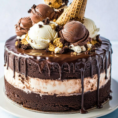 Triple Layer Chocolate Fudge Ice Cream Cake