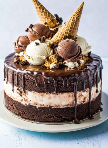 Triple Layer Chocolate Fudge Ice Cream Cake