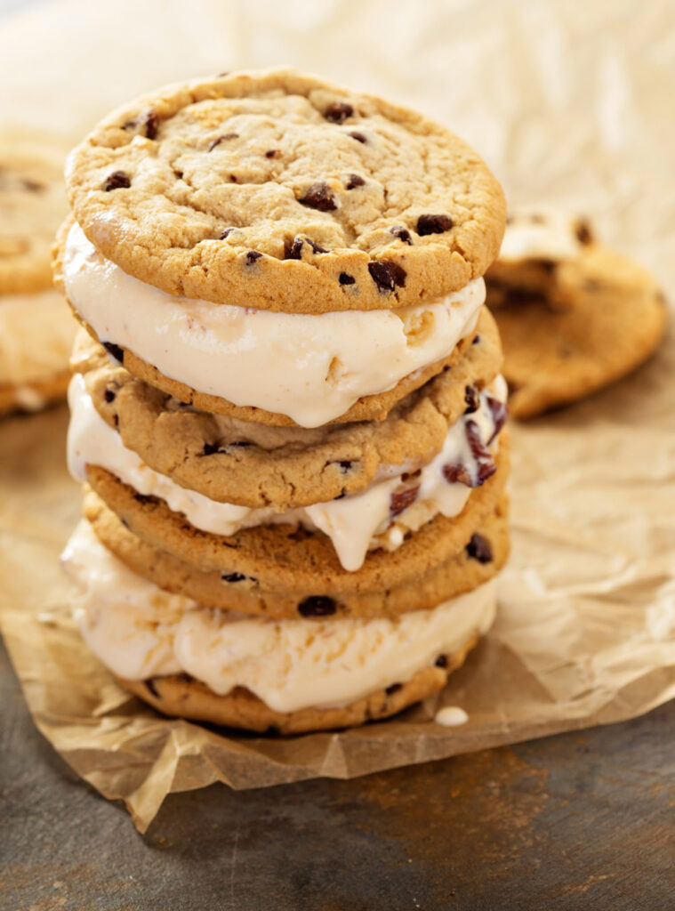 Vanilla Ice Cream Sandwiches with Chocolate Chip