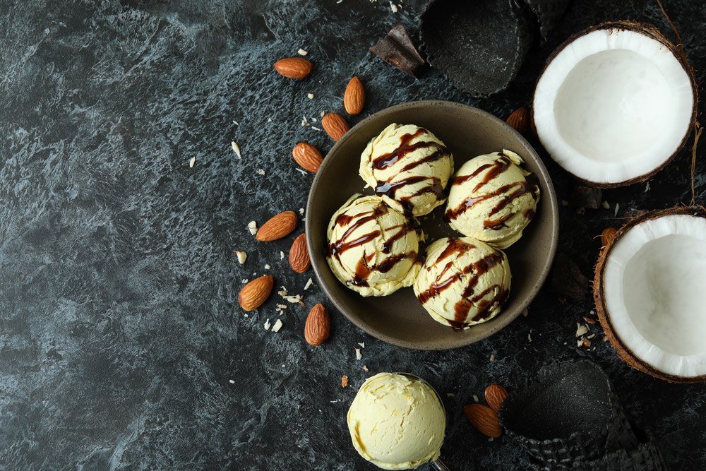 Variations Creamy Coconut Almond Ice Cream with Chocolate Drizzle