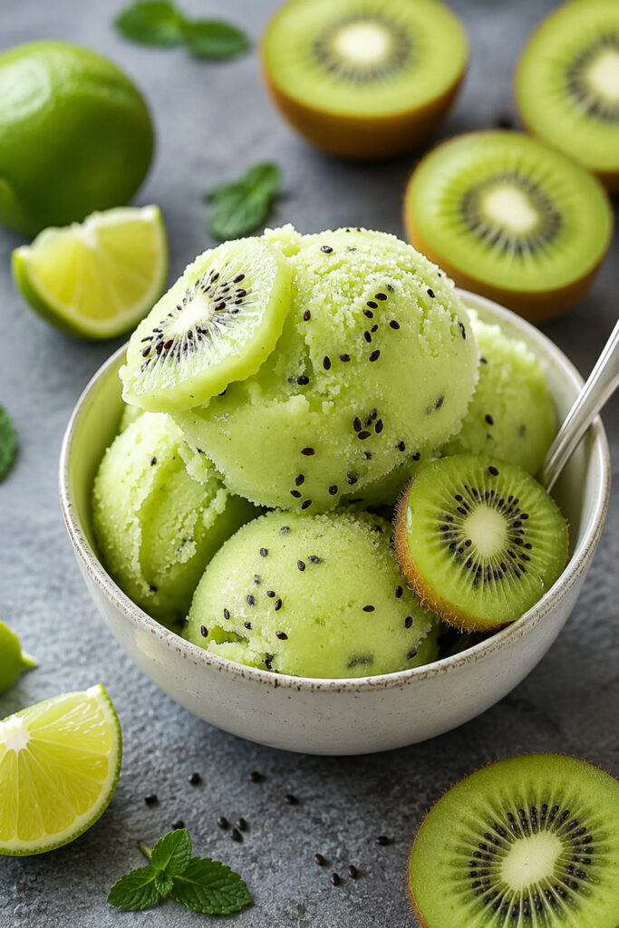 Homemade Kiwi Lime Sorbet