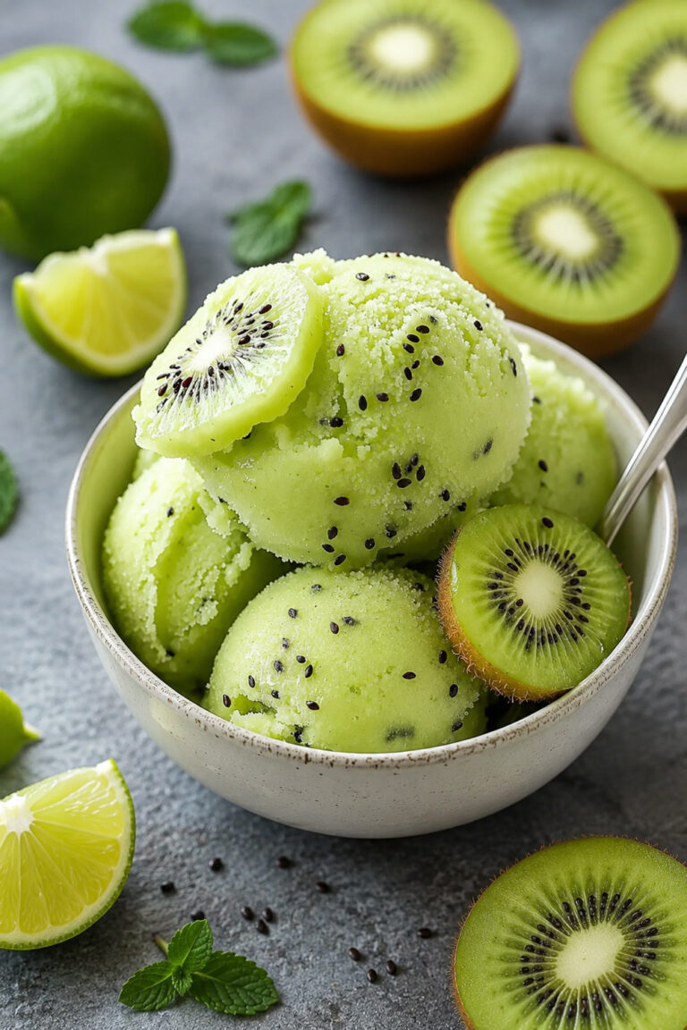 Homemade Kiwi Lime Sorbet Homemade Kiwi Lime Sorbet